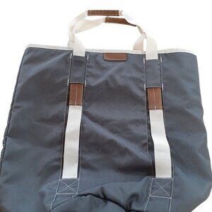 CleverMade Tote Bag Large Gray White Sturdy Handles Laundry/Storage Lined